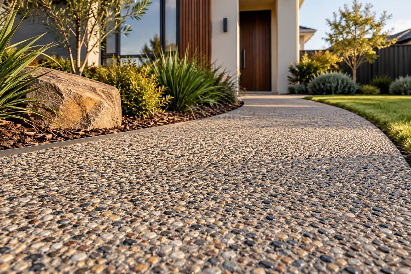 Exposed aggregate concrete